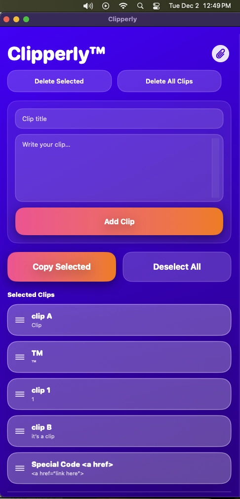 Clipperly UI mockup